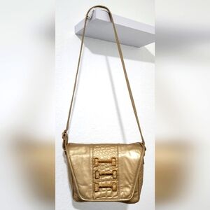 DAWLI Vintage Gold Leather Handbag. Made in USA